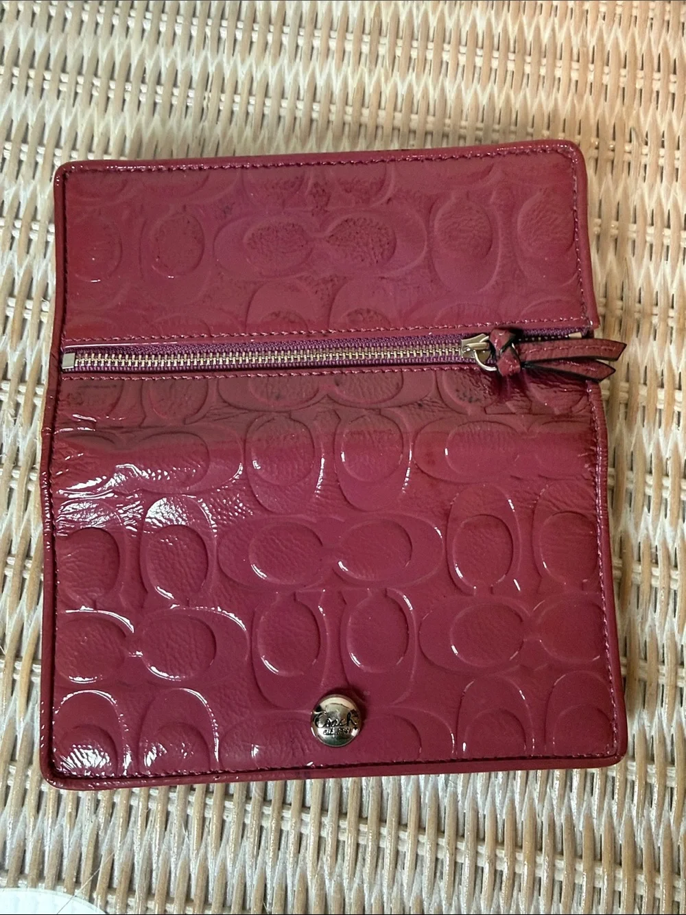 Coach Mauve Pink Patent Leather Signature Bifold Envelope Wallet